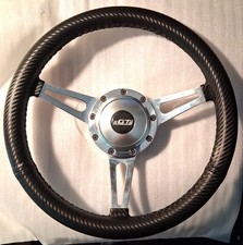 38-43448 3 Spoke Steering Wheel Polished Horn Button Carbon Tech Aluminum