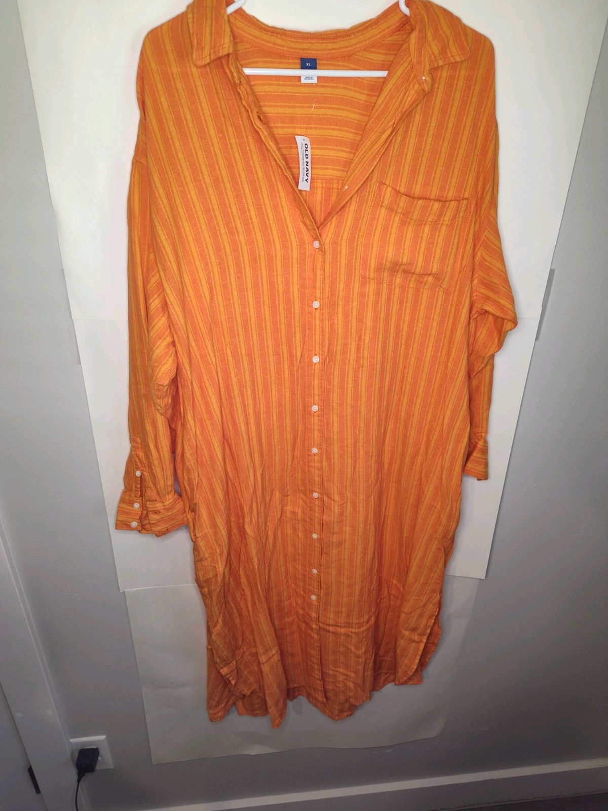 Old Navy Women's Striped Swing Dress Orange, Size L