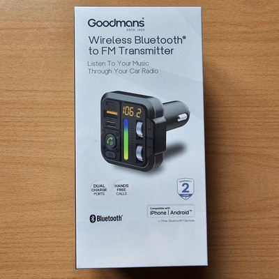 Goodmans In-Car Wireless Bluetooth FM Transmitter Twin USB Ladegerät Freisprecheinrichtung