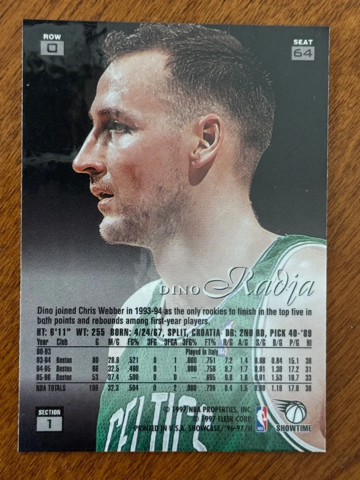Dino Radja 1996-97 Flair Showcase Row 0 #64 Boston Celtics - Image 2 of 2