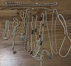 Vintage Costume Jewelry Lot Faux Pearl Necklaces Rhinestone Locket Beaded