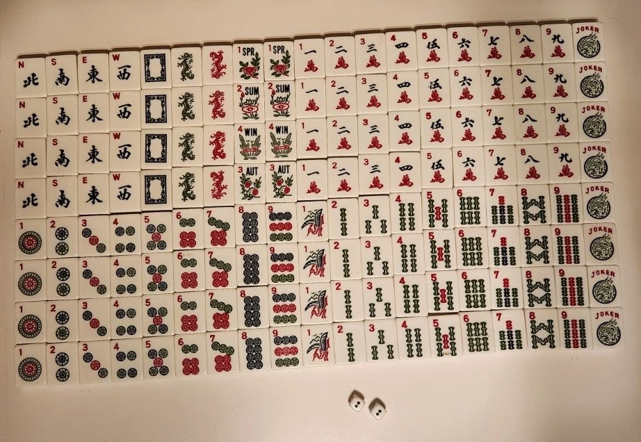 Vintage AMERICAN MAHJONG Set 4 Racks 152 Tiles Faux Black Leather Case - Image 3 of 4