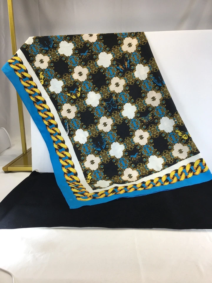 Urban Outfitters Square Scarf Silk Rope Chain Border Pattern 36x36 in - Image 4 of 4