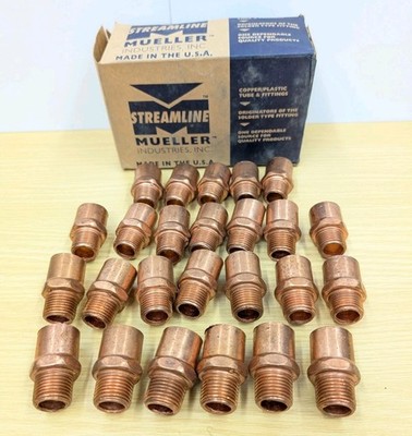 Mueller Copper Pipe Adapter 3/4 C x 1/2 M Adapter 7/8 OD x 1/2 M 25 Count W01147