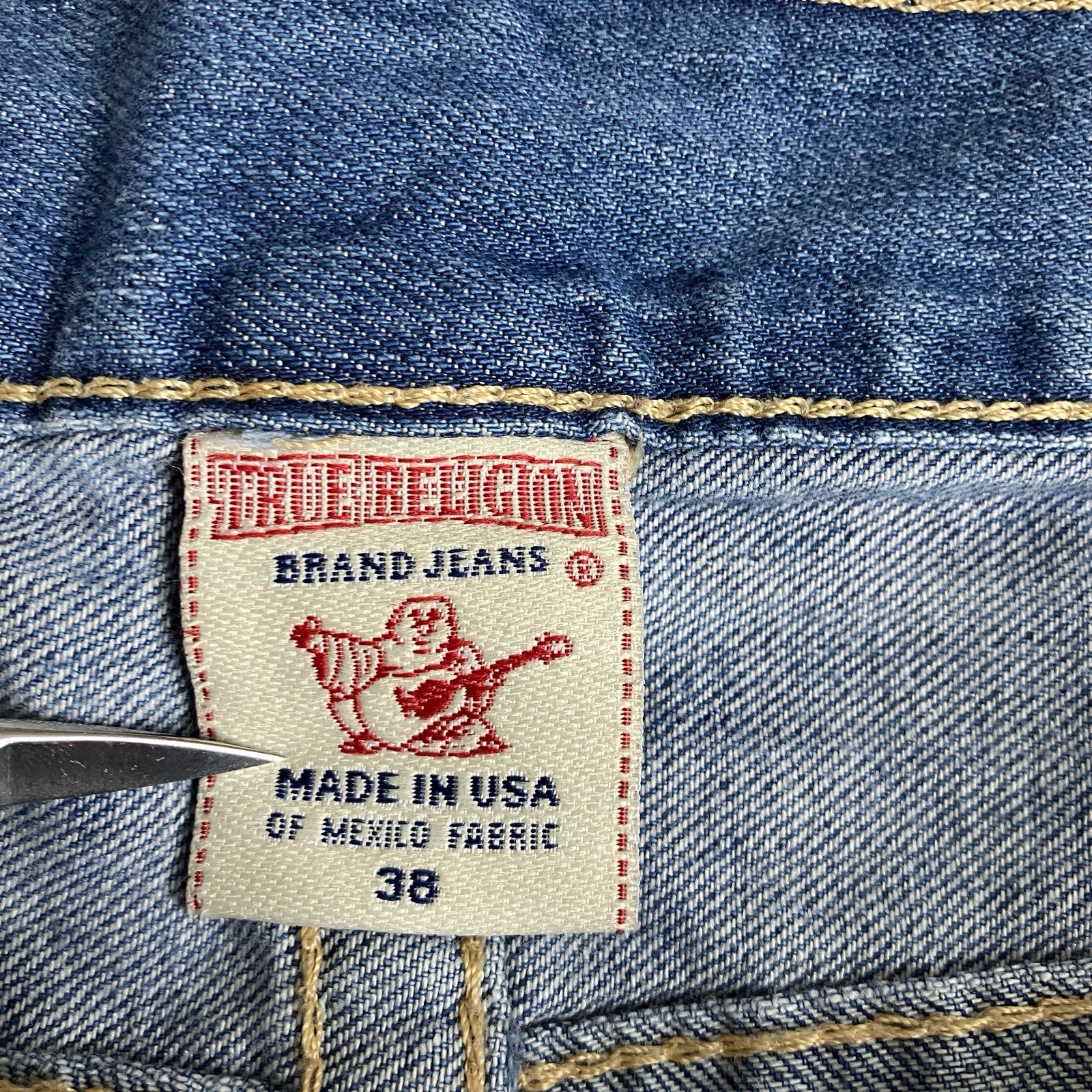 Vintage Y2K True Religion Jeans Mens 38x33 Straight Leg World Tour Made In USA thumbnail 5