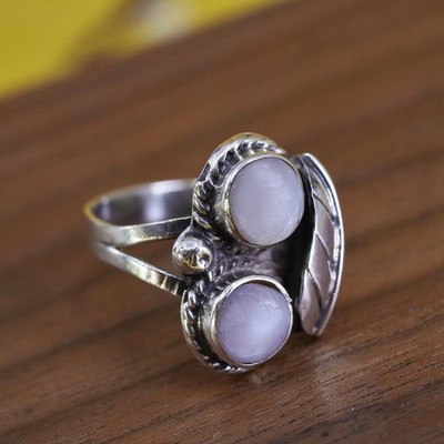 Size 7, mexican AGI Sterling 925 silver ring, jewelry, mother of pearl feather