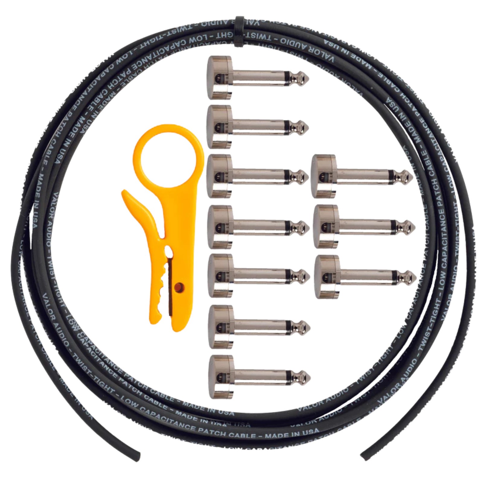 Комплект паяных кабелей Valor Audio Micro-Short 1/4 с прямым разъемом, 10 штук, Черный