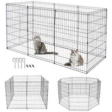 36" Dog Playpen Crate 8 Panel Fence Pet Play Pen Exercise Puppy Kennel Cage Yard