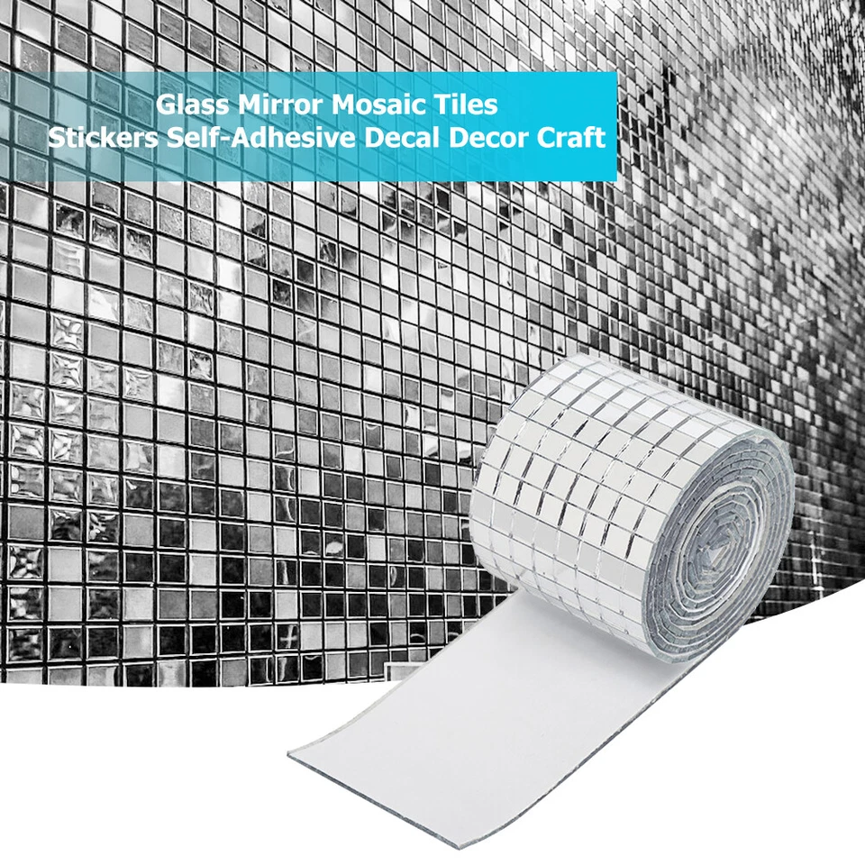 3-10M Selbstklebend Glas Mini Quadrat Spiegel Mosaik Fliesen DIY Badezimmer -- - Bild 3 von 4