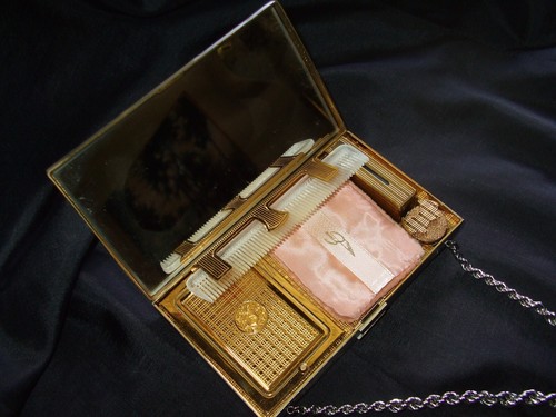 Vintage Evans Silver and Rhinestone Case, HTF Rare Complete Small Minaudière - Picture 12 of 18