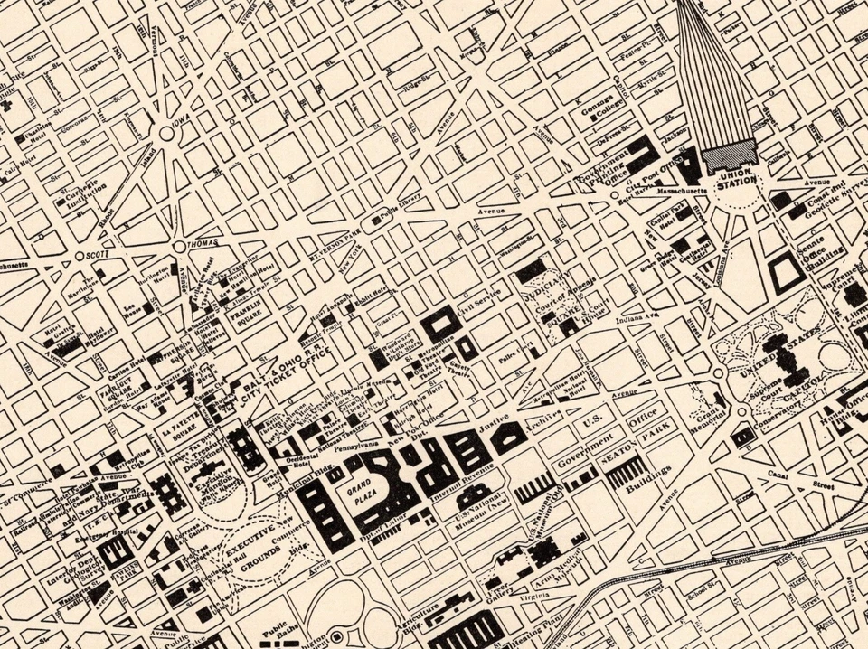 Antiguo mapa de la ciudad de Washington DC de 1937 mapa de calles de Washington DC decoración de pared 2232 Foto 2 de 3