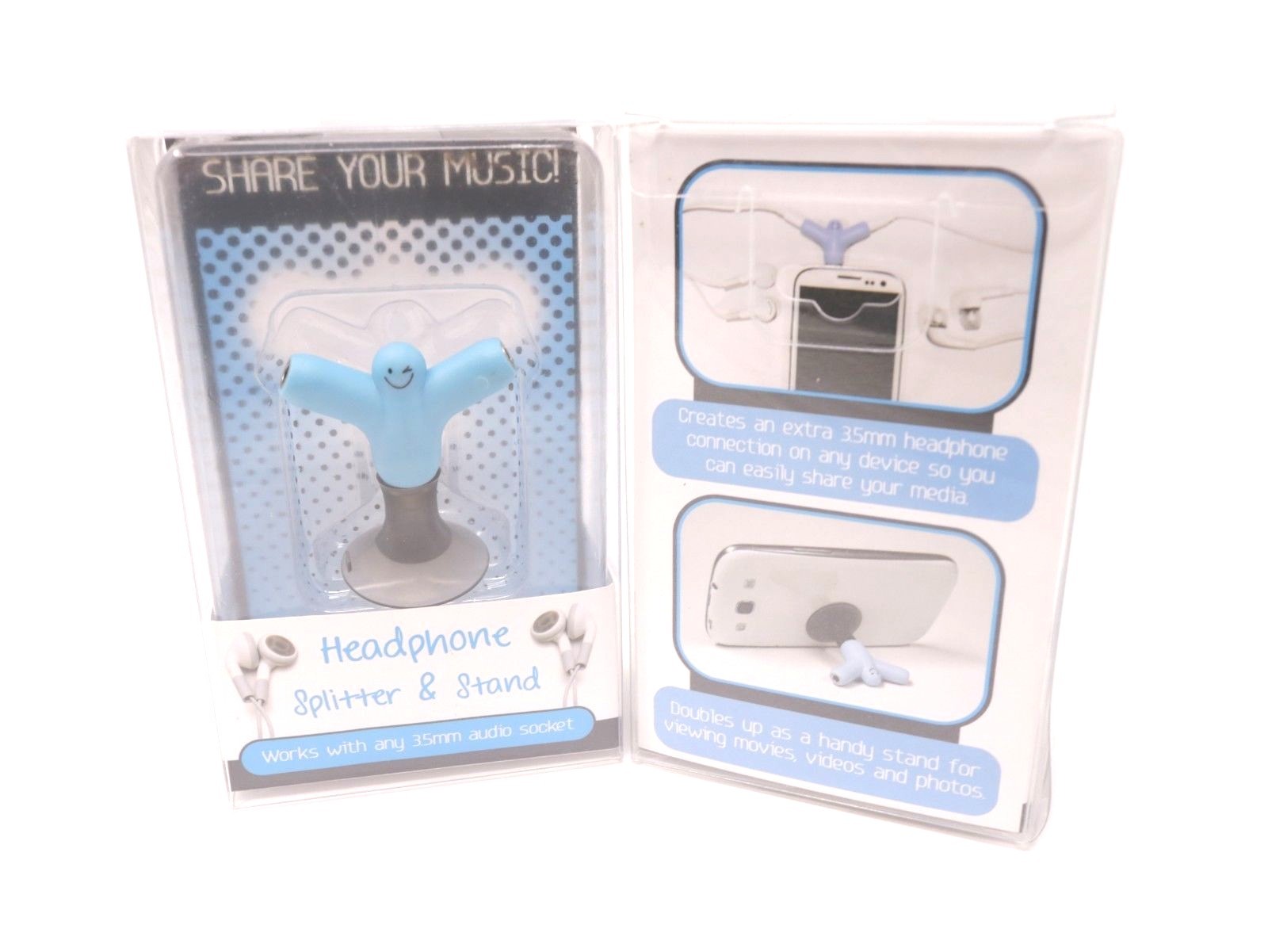 48 x Headphone Earphone Splitter and Stand 3.5mm Audio Jack Blue Wholesale Lot