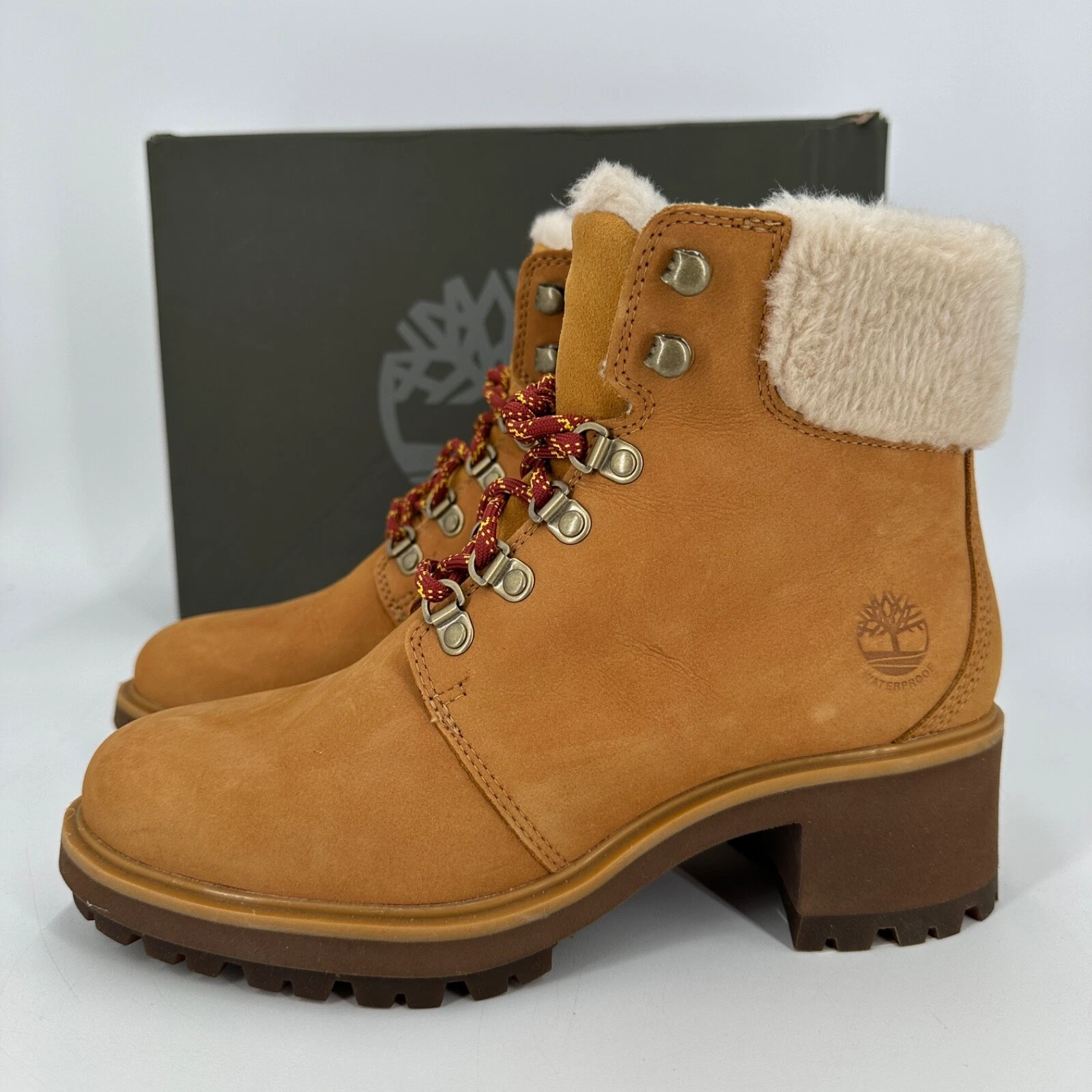 Timberland Kinsley 6" stivali da trekking impermeabili 7 5 donna grano nabuk suola a strappo