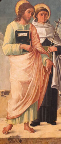 Pintura al óleo perfecta 24x48 pintada a mano sobre lienzo"Dos cristianos""N6093 - Imagen 1 de 1