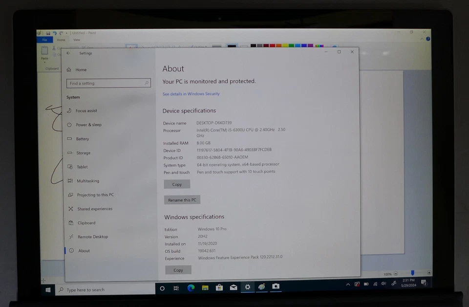 Microsoft Surface pro 4, 13",Silver, Win 10 pro, i5,8GB,256GB-Touch doesn't work - Image 2 of 4