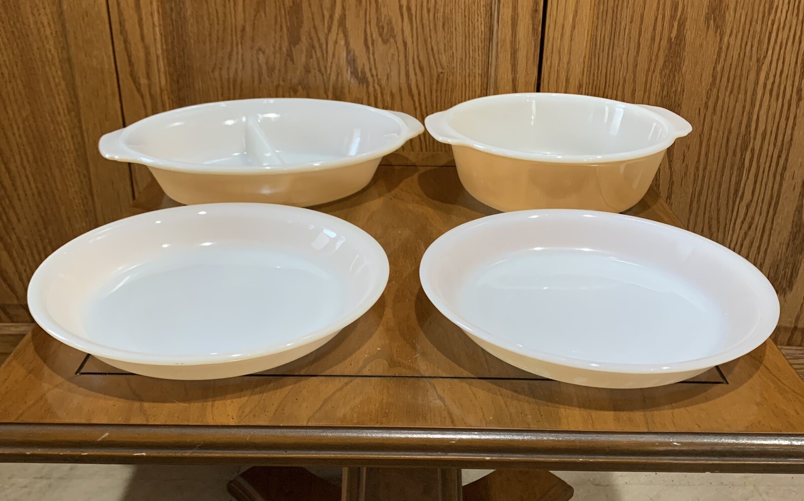 Vintage Four Piece Peach Fire King Dish Set eBay