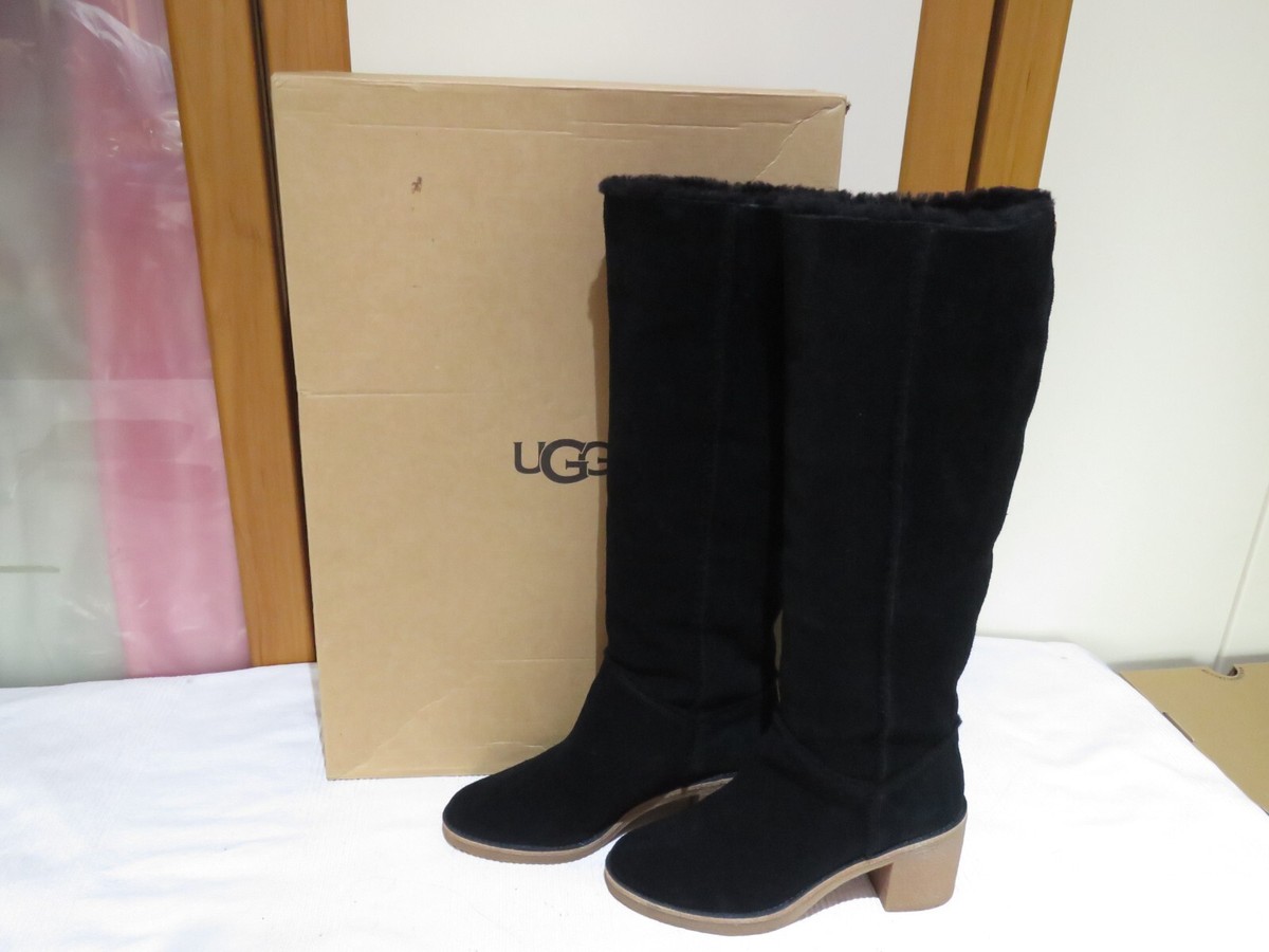 UGG® AUSTRALIA KASEN TALL BLACK SUEDE PULL ON BOOTS