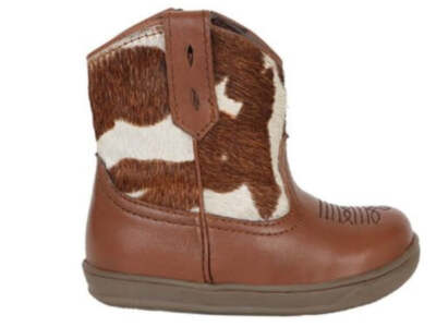 New! Roper Infants Brown 'CORA COWBABIES' BOOTS w/ Cow hair shaft Size 1 2 3 4