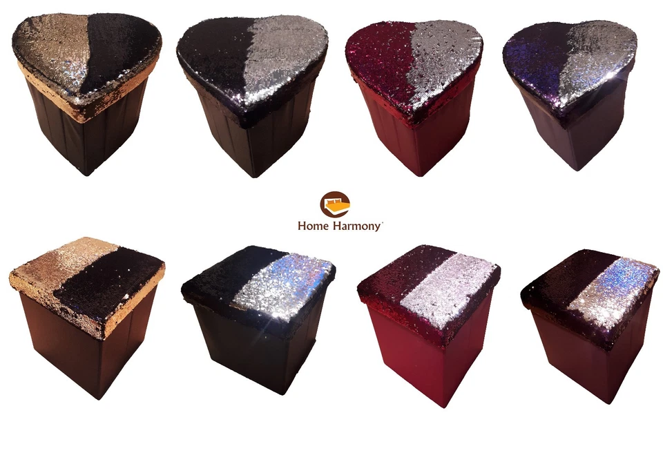 Large New Folding Storage Ottoman Seat Stool Toy Storage Box Faux Leather Pouffe - Image 2 of 2