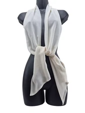 Women's Scarf Sheer Beige Tapered Edge 8/72"