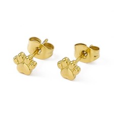 12 Pairs Golden 304 Stainless Steel Dog Paw Print Stud Earrings for Women 5x6mm