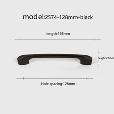 Black Drawer Handle Cabinet Door Wardrobe Door Handle Aluminum Alloy 166 mm
