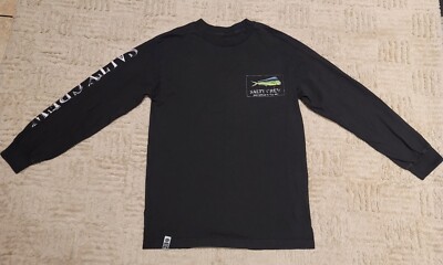 Salty Crew Sz Small Logo Mahi Mahi Dolphin Fish Men Black Long Sleeve T-Shirt