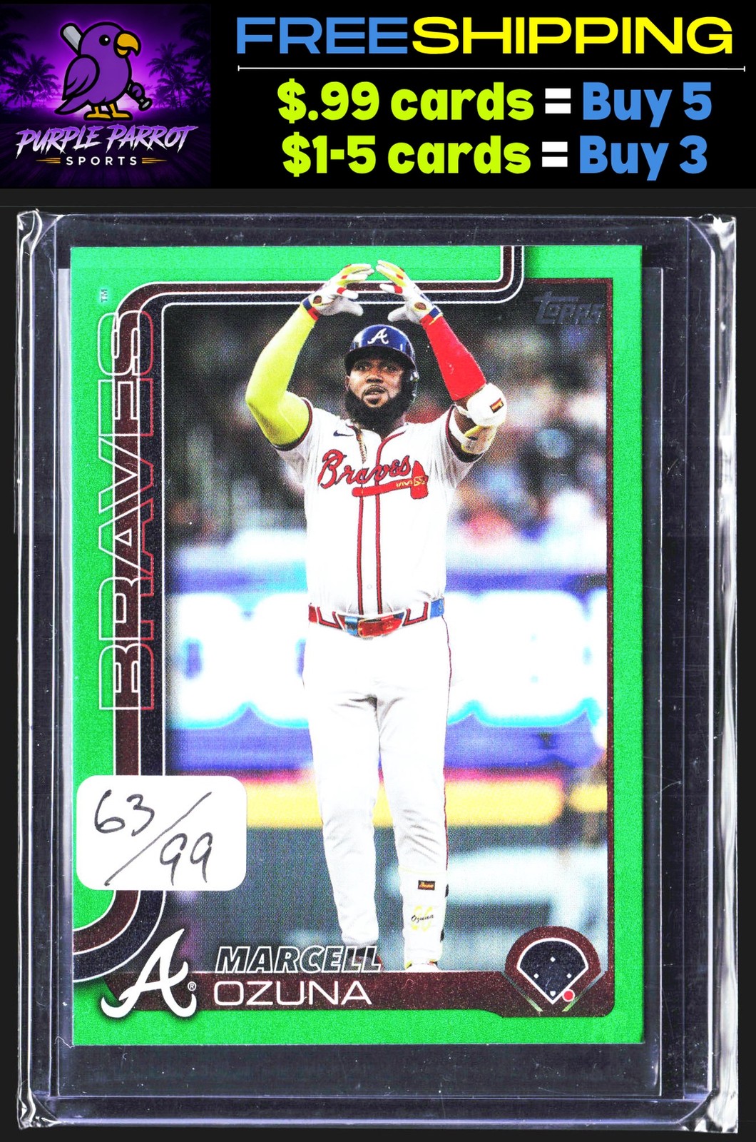 Marcell Ozuna 2025 Topps #160 Green Rainbow Foil #/99