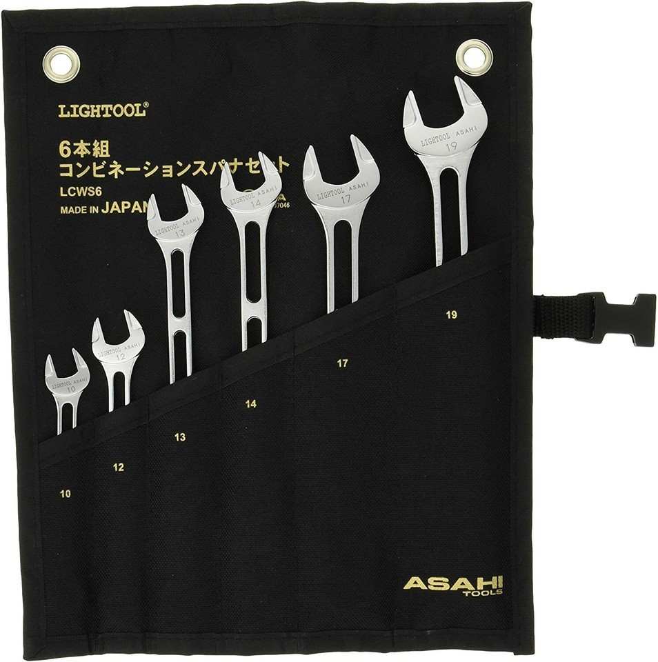Asahi LCWS6 LIGHTOOL 6-pc combination wrench set 10-19 mm