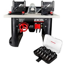 Excel Bench Top Router Table 240V With 12 Piece 1/2" Router Cutter Bit Set