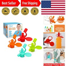 Versatile Silicone Spout Adapters for Toddler Water Bottles - Mix Colors 4 Pack