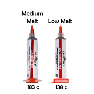 2 Pack -PolarTronix Solder Paste Bundle Low Melt 138 & Medium Melt 183