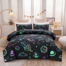 Aimuan Space Bedding Twin Bed Comforter Kids Rocket Bedding Set Super Soft Cut