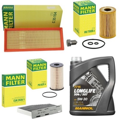5L MANNOL OIL & MANN FILTERS FULL SERVICE KIT FOR VW CADDY 1.6 2.0 TDI 2010-20
