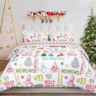 Christmas Duvet Cover Queen Size 3 Pieces Snowman Christmas Tree Queen Duvet ...