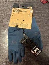 NWT The North Face Kids Recycled Etip Gloves M Monterey Blue MSRP 40