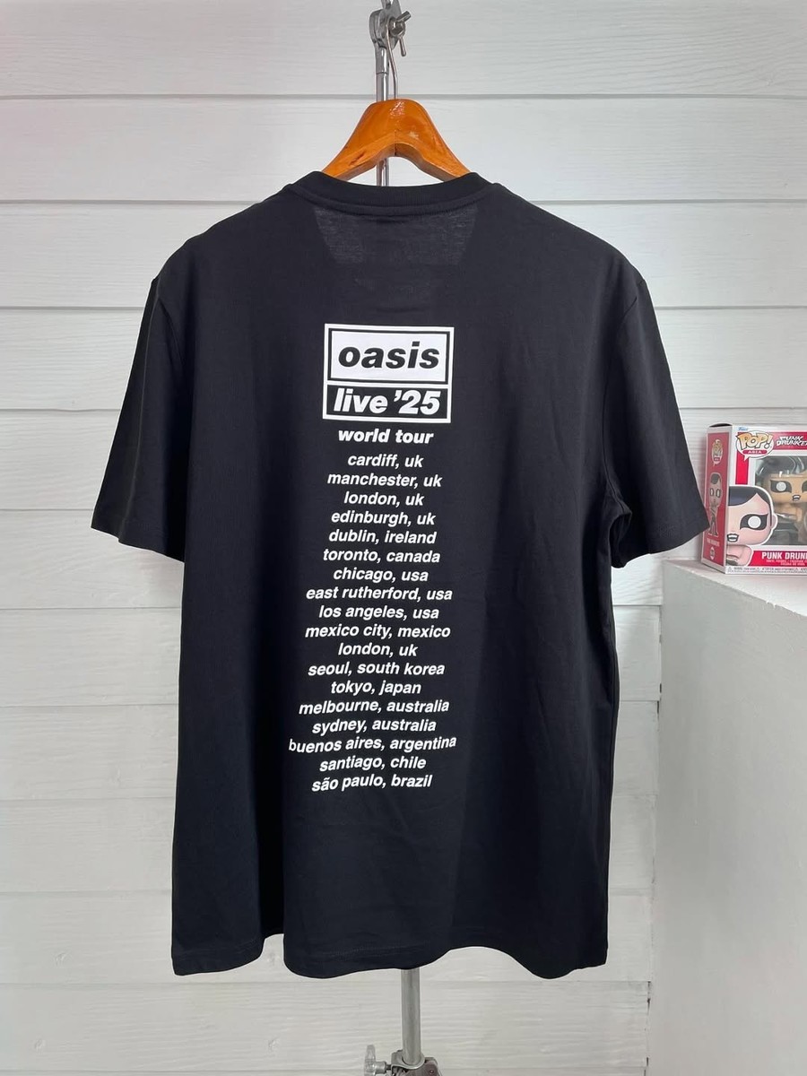 OASIS WONDERWALL LIVE 25 WORLD TOUR T-SHIRT BLACK (2025) SIZE M T