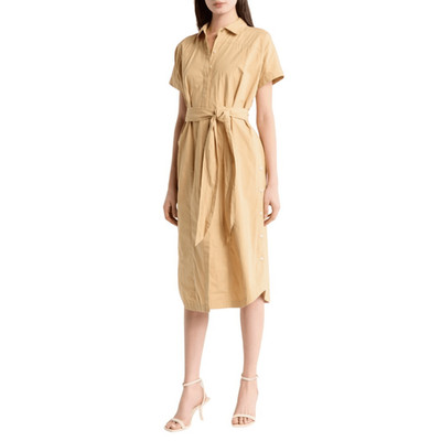 Derek Lam 10 Crosby Mikala Midi Shirt Dress Dolman Sleeve Sand Poplin Small NWT