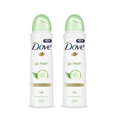 2x Dove Cucumber Go Fresh Deodorant Spray 150ml/5.07,