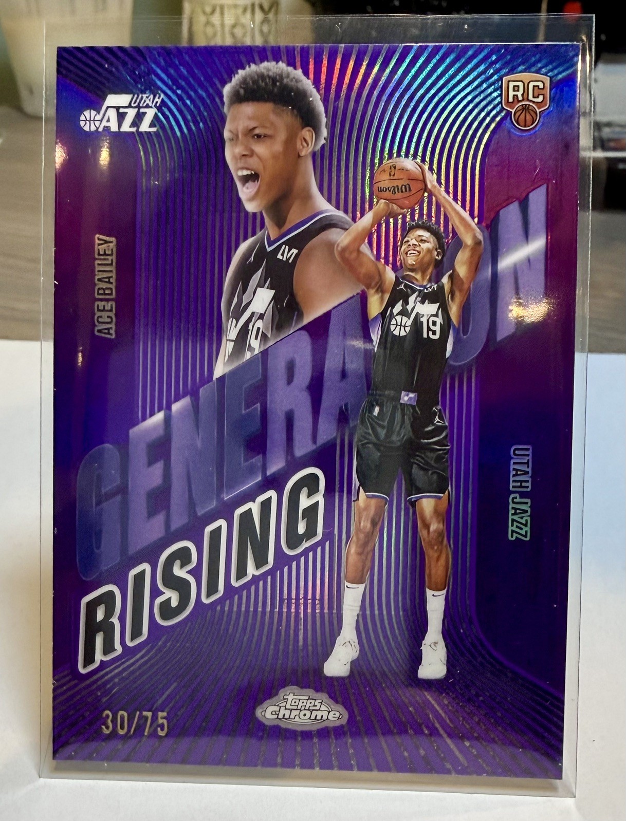 2025-26 Topps Chrome Ace Bailey Generation Rising /75 RC Purple refractor Jazz