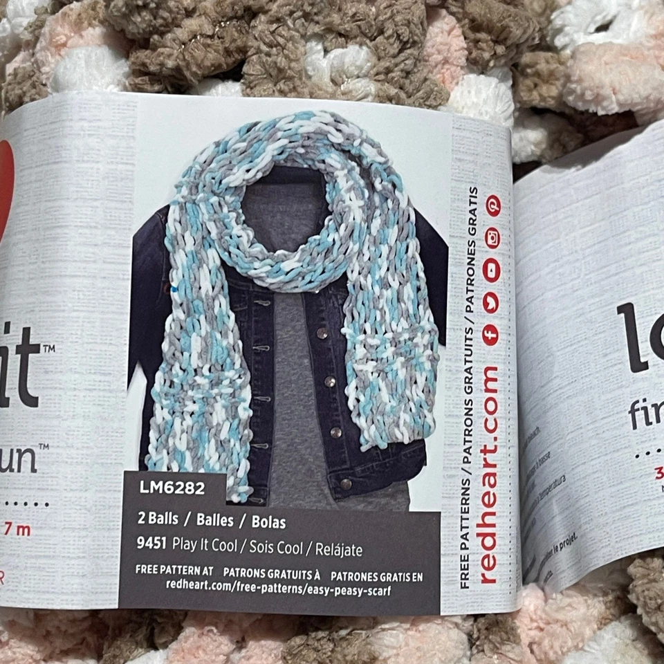 Hilo divertido Red Heart Loop It Finger Looping E884 Truth or Bare 2 madejas nuevo en paquete Foto 2 de 4