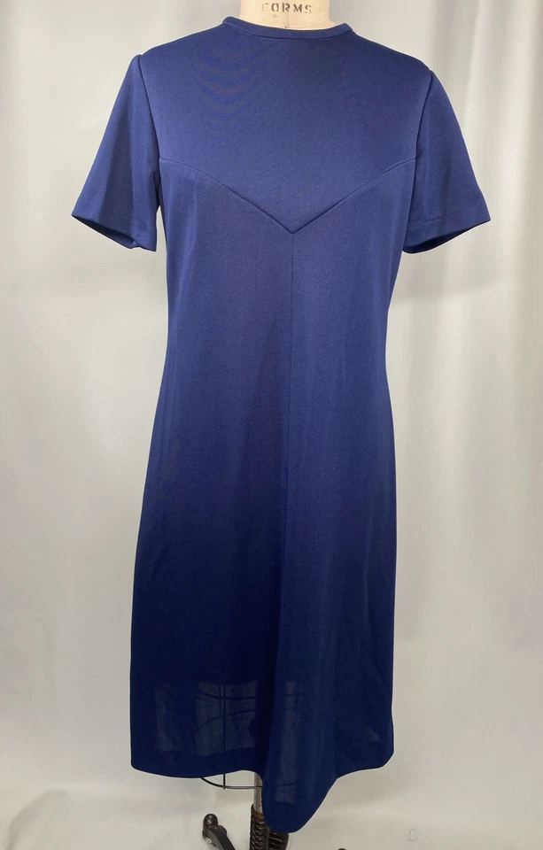 Vestido Vintage TALLA GRANDE 14 Azul Marino SEARS FASHIONS 60s 70s Funda Clásica Foto 2 de 4