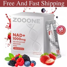 NEW ZOOONE NR1000 NAD Drink Mix - Berry Flavor, Energy Skin Support, 30 Pack
