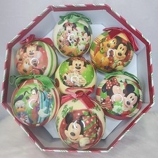 Disney-Themed Christmas Ornaments 7 Pc Set Mickey, Minnie, Pluto With Box