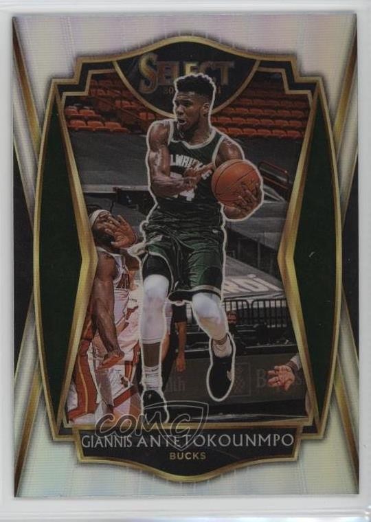 2020-21 Panini Select Premier Level Silver Prizm Giannis Antetokounmpo #117 18ms