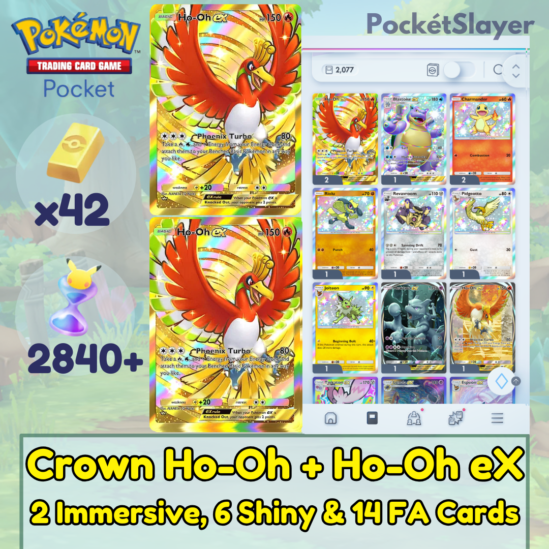 Pokemon TCG (Trading Card Game) Pocket 2 Crown Ho-Oh + Ho-Oh eX 2840 Pack HG