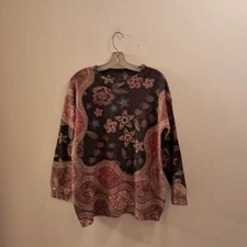 Cotton Wool sweater womens large L floral cozy oversized relaxed fall loose