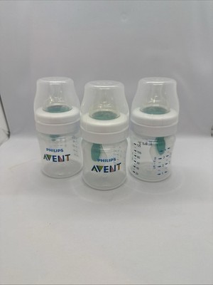 Phillips Avent 4 oz Baby Bottle set of 3 1#1,  2#2 s Nipples