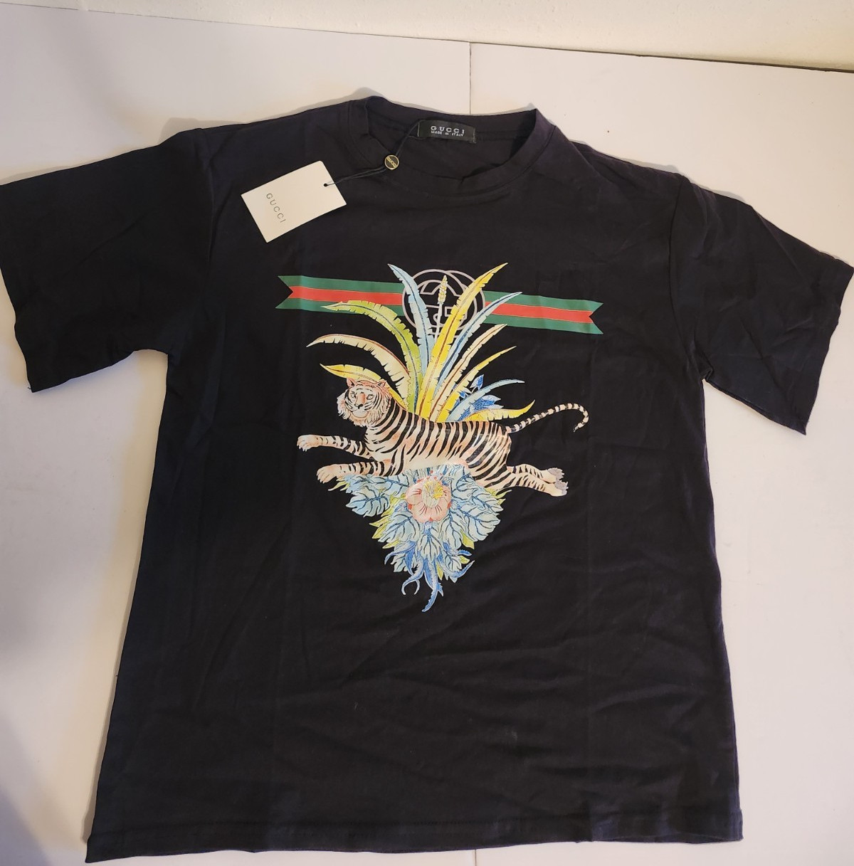 Gucci Black Tiger Graphic Men's Crew Neck Short Sleeve T-Shirt S/M