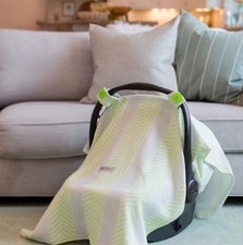 Carseat Canopy Infant Car Seat Cover White Neon Yellow Green Stripe